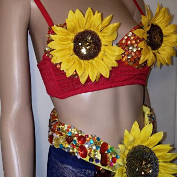 Rainbow Party Rave bra,Diamond Rave Outfit - Picture 2 of 3